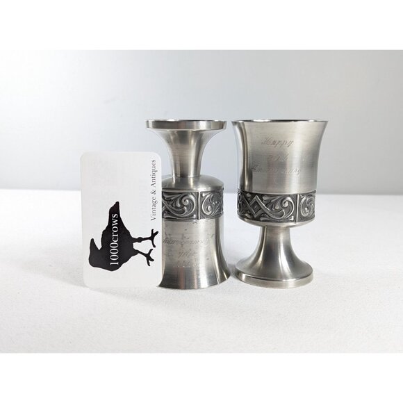 Set 2 MCM 30th Anniversary Selandia Norway Rosemal Acanthus Pewter Wine Glasses - Picture 6 of 7